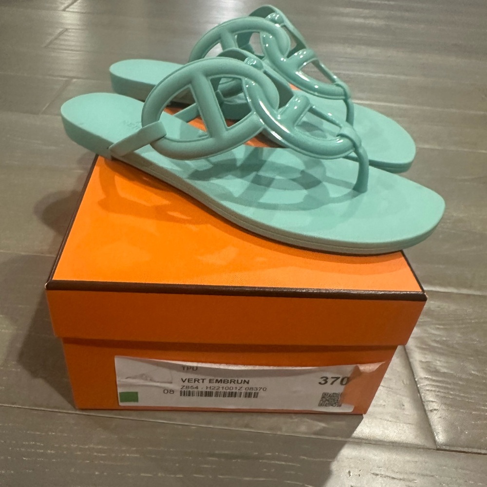 Hermes Sandales Egerie Mint Green Women's Sandals Gel sandals SZ 37